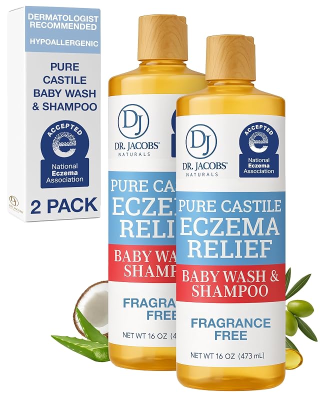 DR.JACOBS NATURALS Sabonete líquido corporal e shampoo infantil sem fragrância, 473 mL, pacote com 2