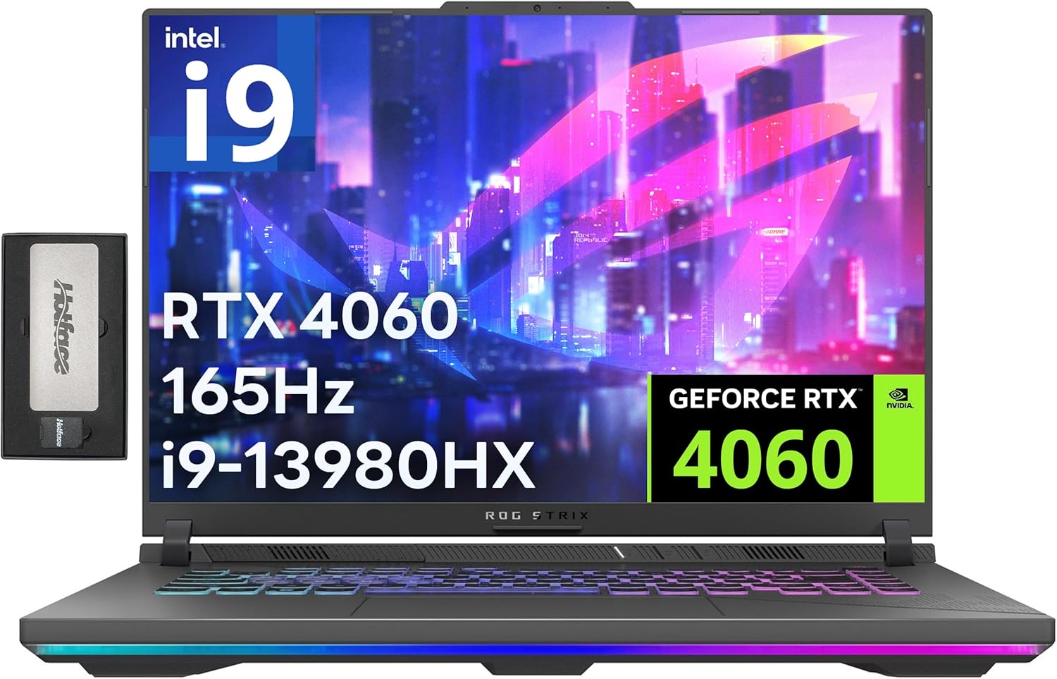 ASUS ROG Strix 16" Nebula FHD 165Hz Gaming Laptop, Intel i9-13980HX, 32GB DDR5, 2TB SSD, NVIDIA GeForce RTX 4060 8G GDDR6, RGB Keyboard, Webcam, Wi-Fi 6, Win 11 Pro, Gray, 256GB Docking Station Set