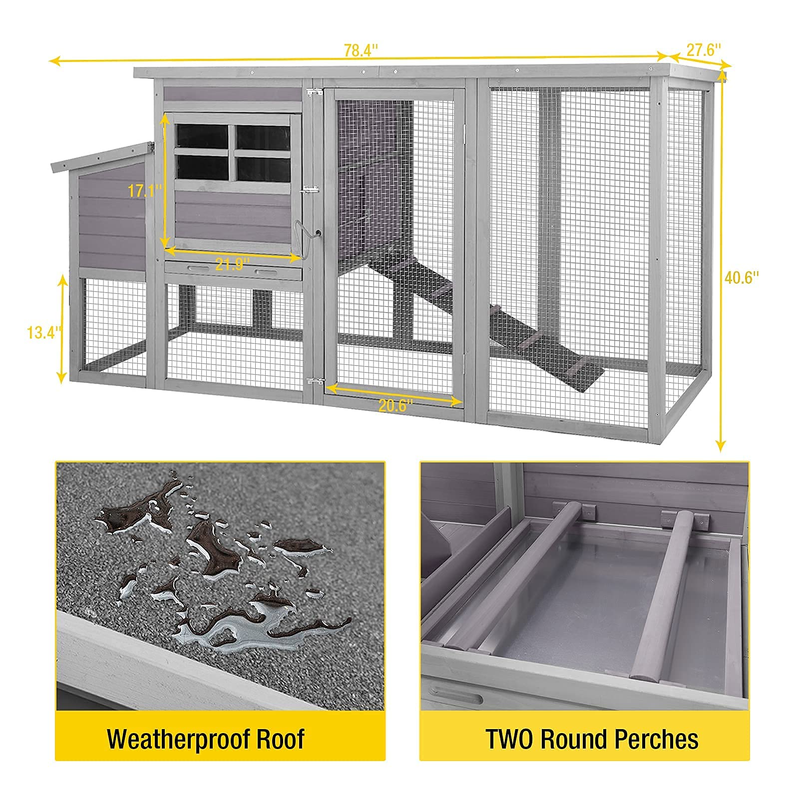 Buy Outdoor Wooden Chicken Coop Hen House, MultiLevel Poultry Cage w