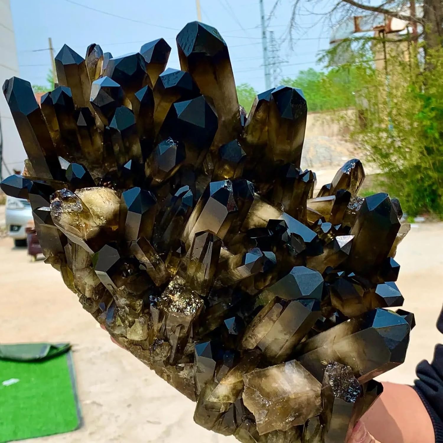 Black Quartz Crystal Cluster Gemstone Home Office Decor Home Decor(600-700g)