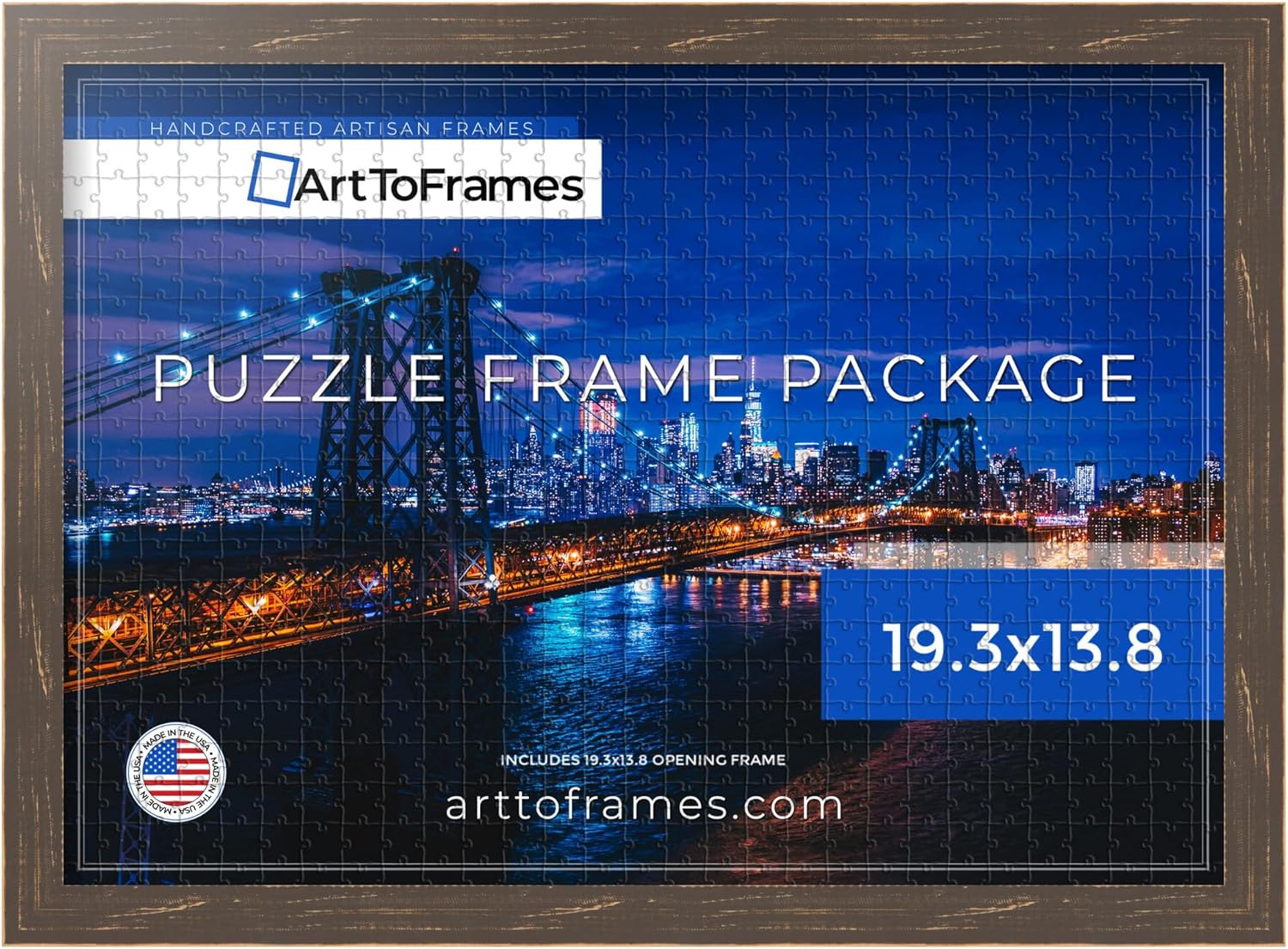 ArtToFrames 15x10.02 INCH/38x26 CM Black Frame for 1000 Piece Puzzles.This 1.25 Inch Custom MDF Puzzle Frame is Black - Comes with Regular Glass (PuzzleCF-105-048C-15x10.02)