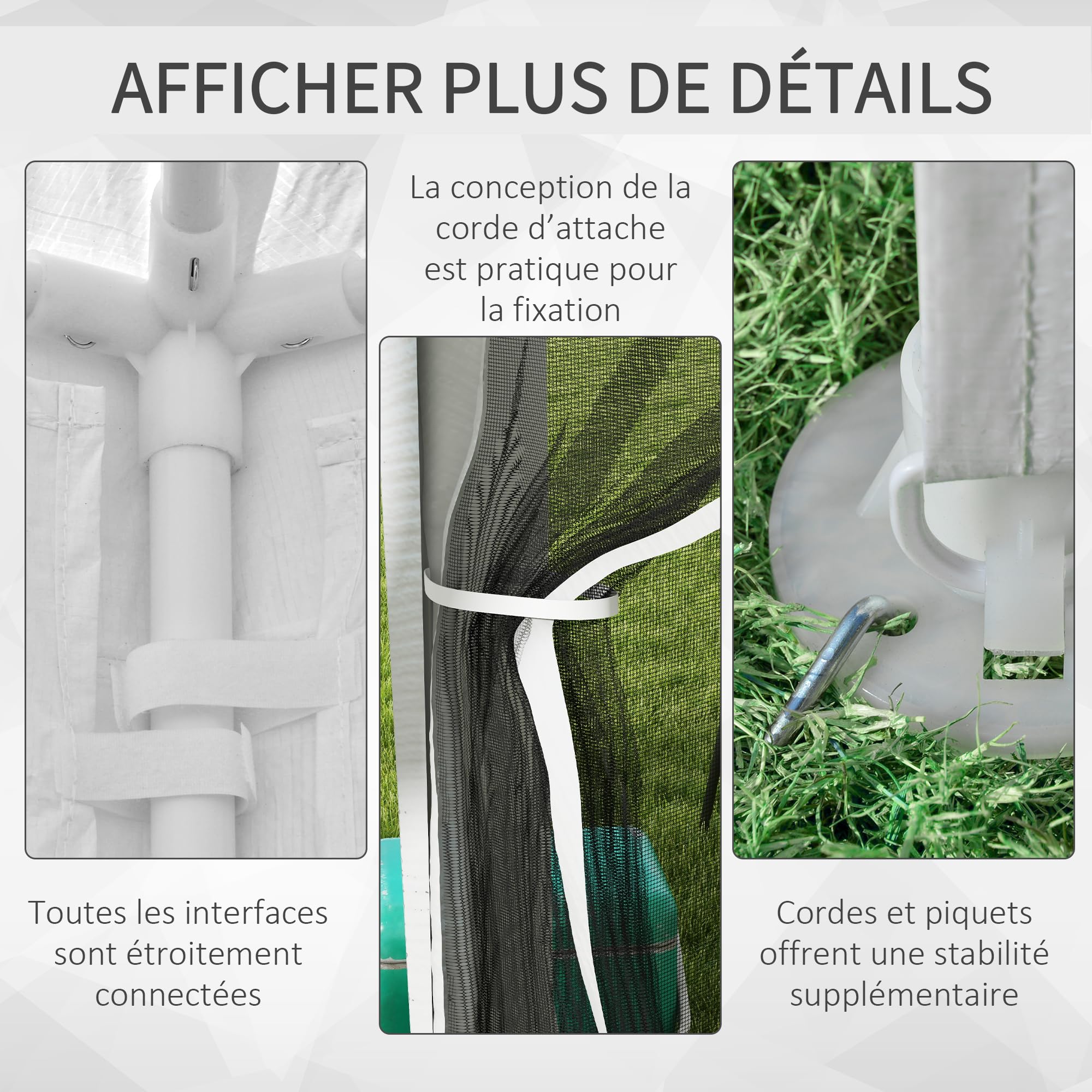 Outsunny Tonnelle de Jardin 3 x 4 m Parois en Maille 2 Portes Blanc