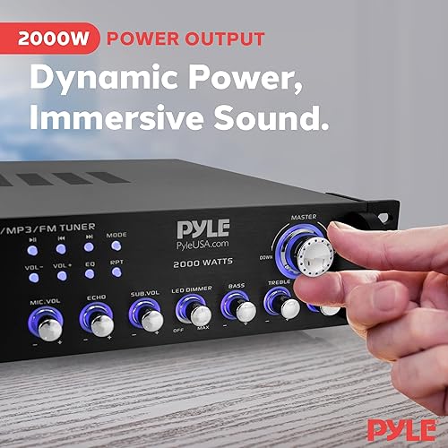 Miniatura 2 de PYLE Receptor de preamplificador Bluetooth multicanal  2000 vatios audio para el hogar altavoz estéreo receptor estéreo con radio, USB, auriculares,