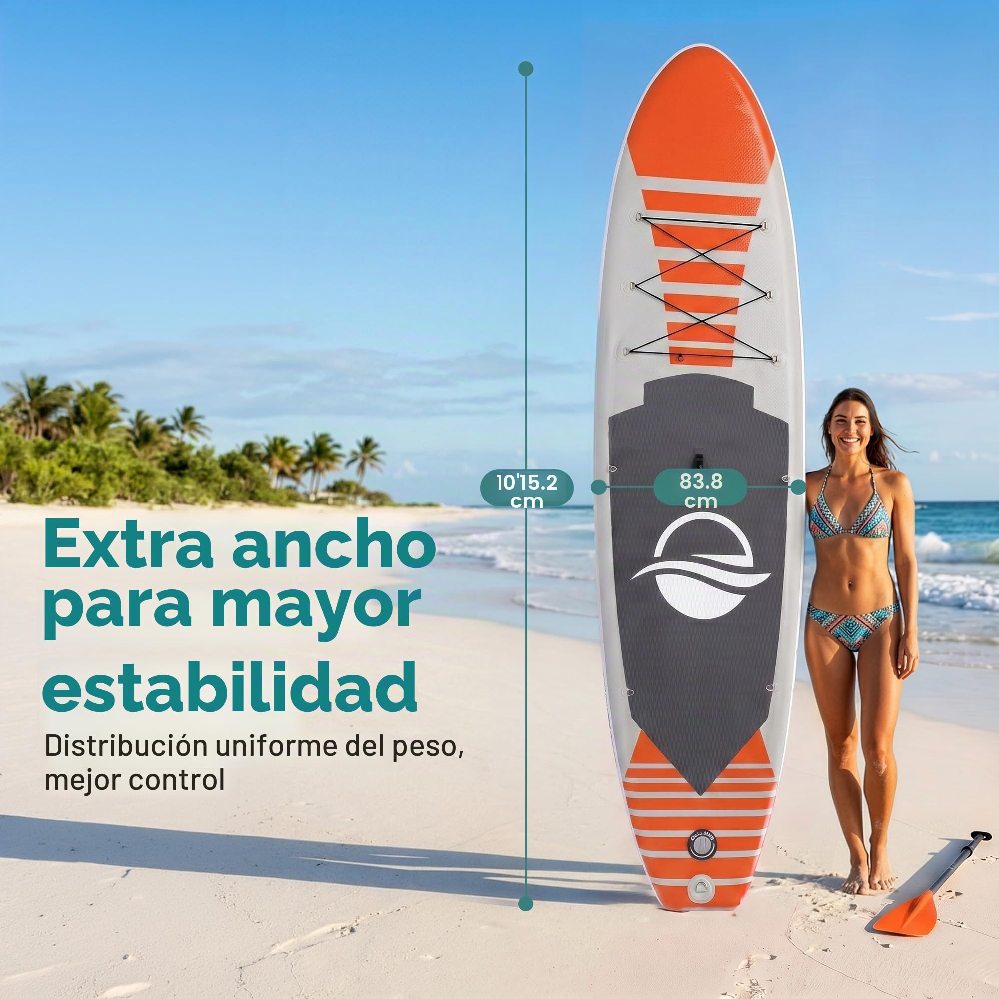 SereneLife Tabla Paddle Surf Hinchable, Paddle Board, Cubierta Antideslizante, Aleta Inferior para remar, Estuche para Guardar, Barco de pie para Jovenes y Adultos