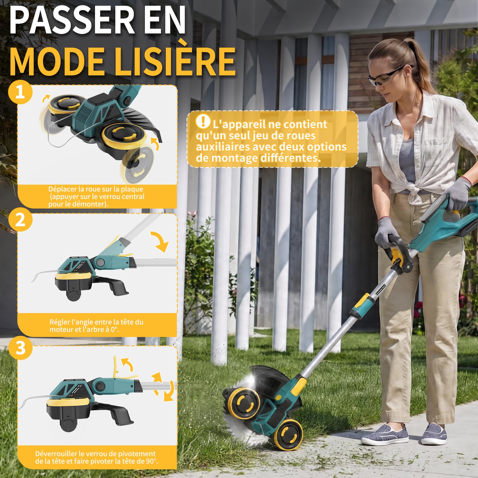 Coupe-Herbe sans Fil 21V, Compatible avec Batteries Makita, Débroussailleuse avec Brosse de désherbage, 2 Batteries 4.0Ah incluses, Moteur sans balais 900W pour pelouse, Jardin, Cour (Bleu)