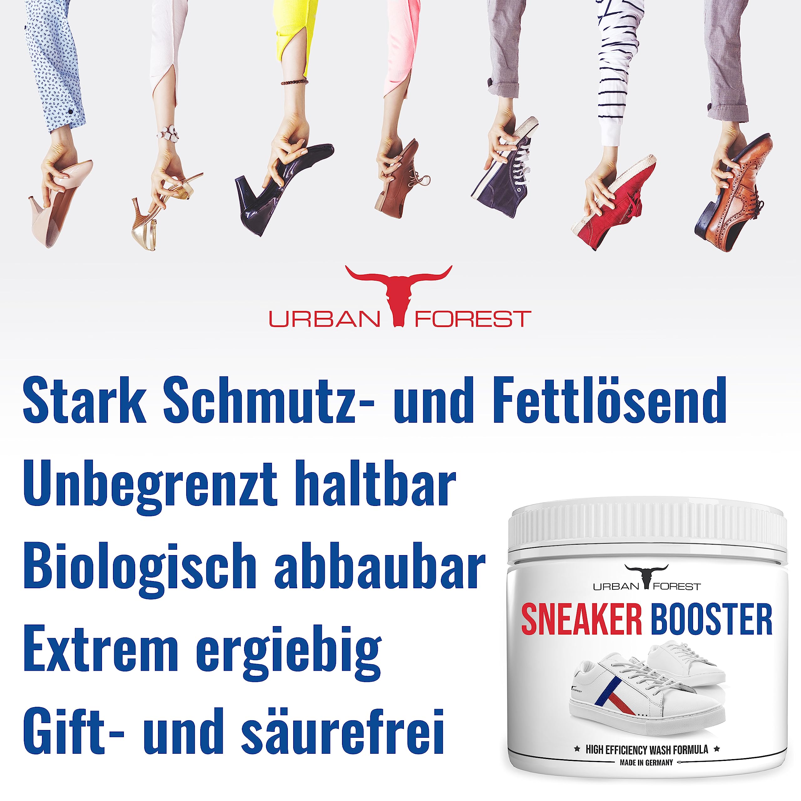 Cura delle scarpe da ginnastica per professionisti, detergente intensivo per scarpe da ginnastica, cura e pulizia delle scarpe con ingredienti biologici con Sneaker Booster PRO di URBAN Forest