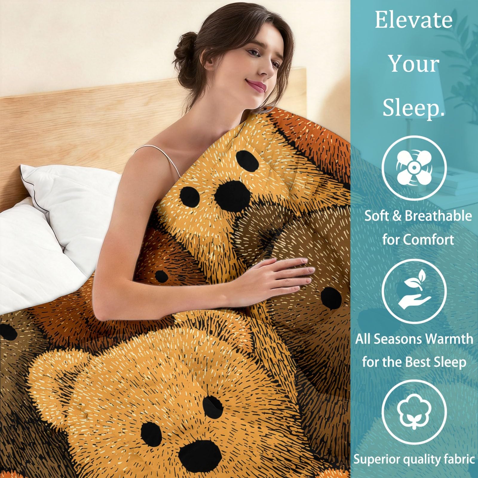 Generisch Abstrakt Bettdecken 135 x 200 cm 4 Jahreszeiten, Waschbar Tiere Teddybär Bettdecke ohne Bezug Ganzjahresdecke - Atmungsaktiv Steppdecke Weiche Schlafdecke