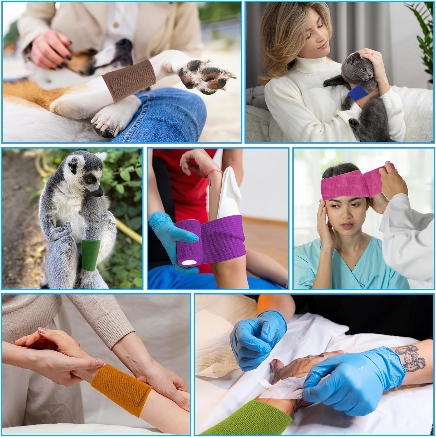 60 Pack Colorful Self Adhesive Bandage Wrap Bulk 3 Inch x 5 Yards Cohesive Bandage,Vet Wrap Breathable Elastic Self-Adherent Tape for Stretch Athletic Sports Wrist Ankle Dogs Pet Vet Wrap