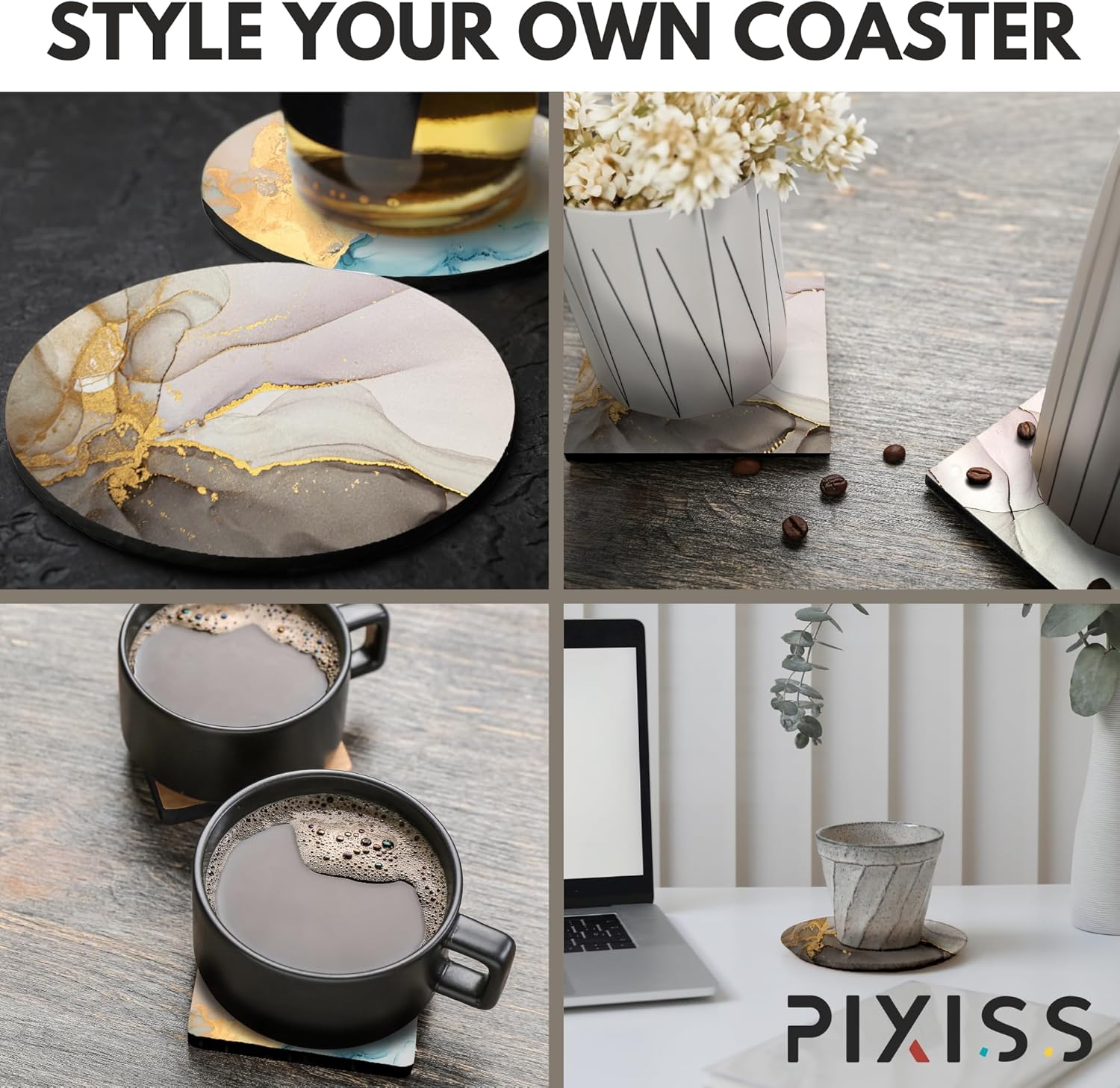 Black Ceramic Coasters (4" Round) - 100-Pack Ready-to-Paint DIY Tile Coasters - Unglazed Coasters for Drinks, Coffee and Dining Table Decor - Bulk Coaster Set for Crafts, Home and Office Decor