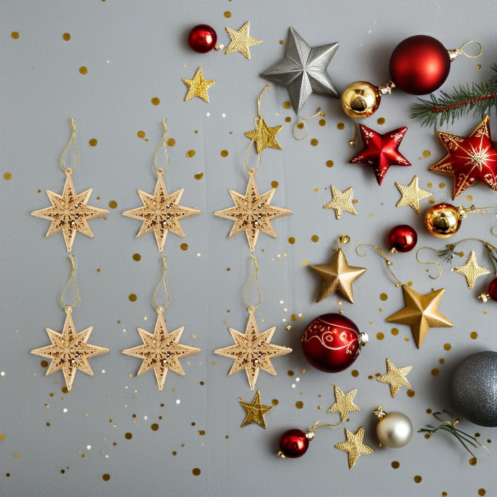 BESPORTBLE Lot de 18 mini décorations de sapin de Noël, breloques pailletées à suspendre pour décoration de fête de Noël et remplissage de vase (doré)