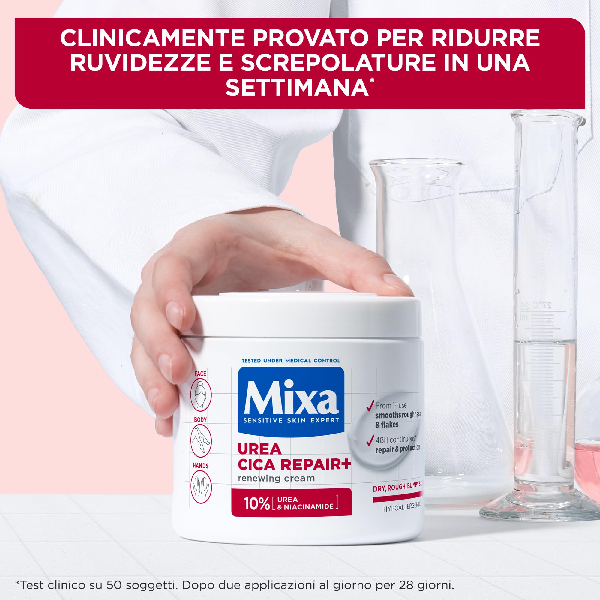 Mixa Crema Corpo Rigenerante, Per Pelle Secca e Ruvida, Pelle Idratata e Lenita per 48H, Barriera Cutanea Riparata e Protetta, Con il 10% di Urea e Amino acid, Urea Cica Repair +, 400 ml
