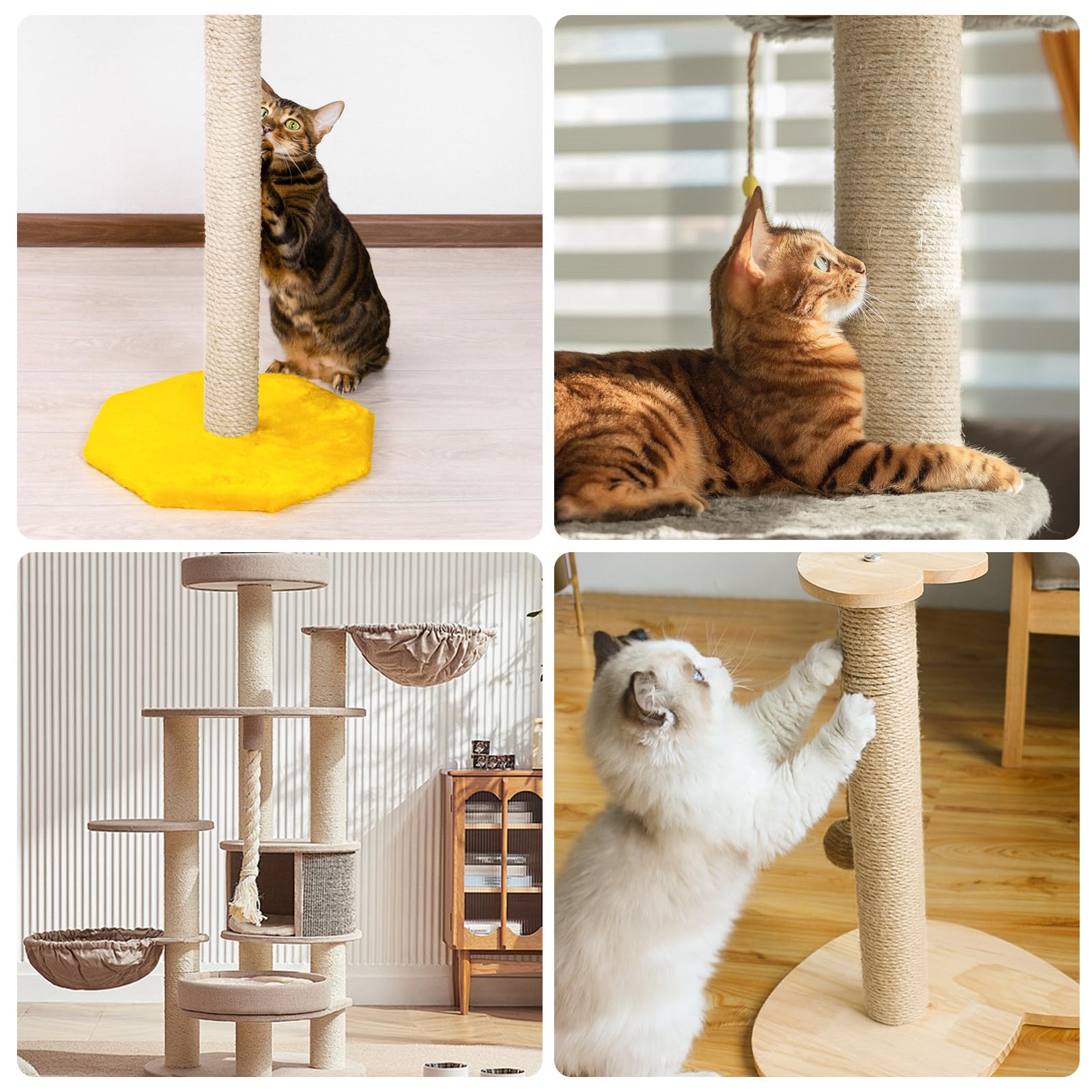 BORDEAG 2 Piezas Poste Rascador para Gatos, 40 * 8cm Recambio Rascador para Gatos, Poste De Repuesto para Rascar Sisal Natural Poste Rascador De Gatos para Gatitos Torre De Árbol De Gato