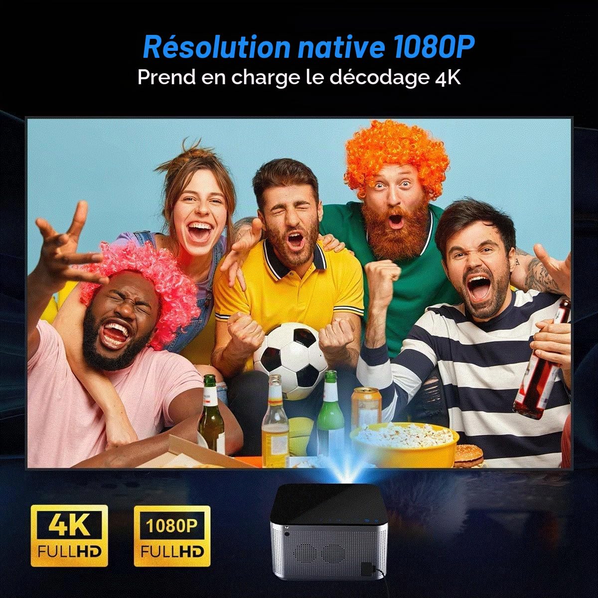Projecteur Home cinéma HY350 Pro Android 14 4K Full HD 1080P WiFi 6 Commande vocale Allwinner H713 Mise au Point électronique BT5.0