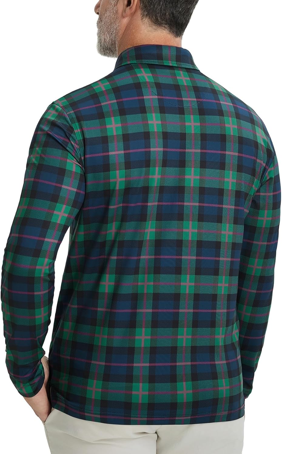 M MAELREG Golf Shirts for Men Dry Fit Performance Moisture Wicking Casual Print Collared Long Sleeve Polo Shirts for Men - Image 3