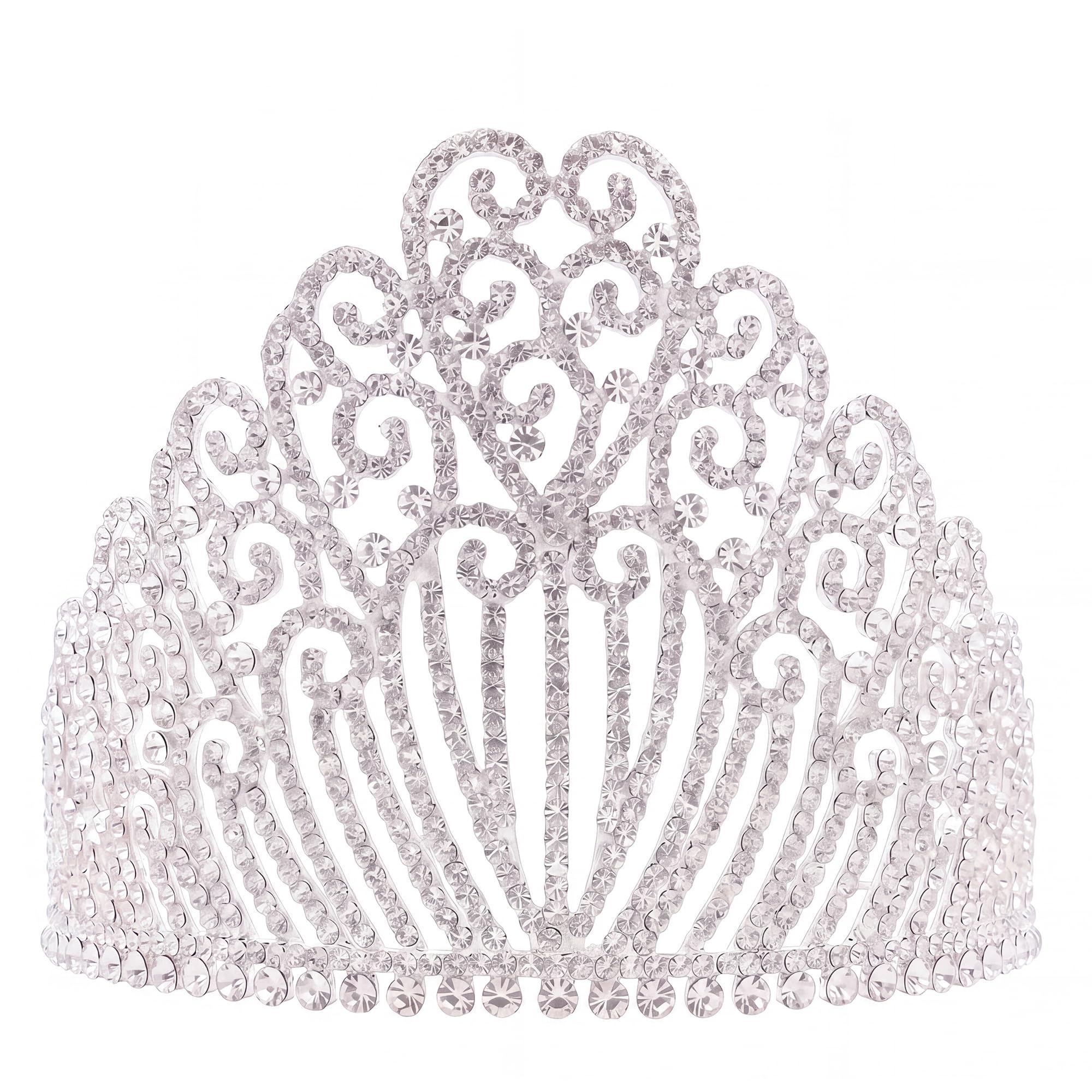 QXMYOO Diadema da donna extra large con cristalli austriaci trasparenti, tiara argentata, corona di regina, grande corona con strass per compleanno