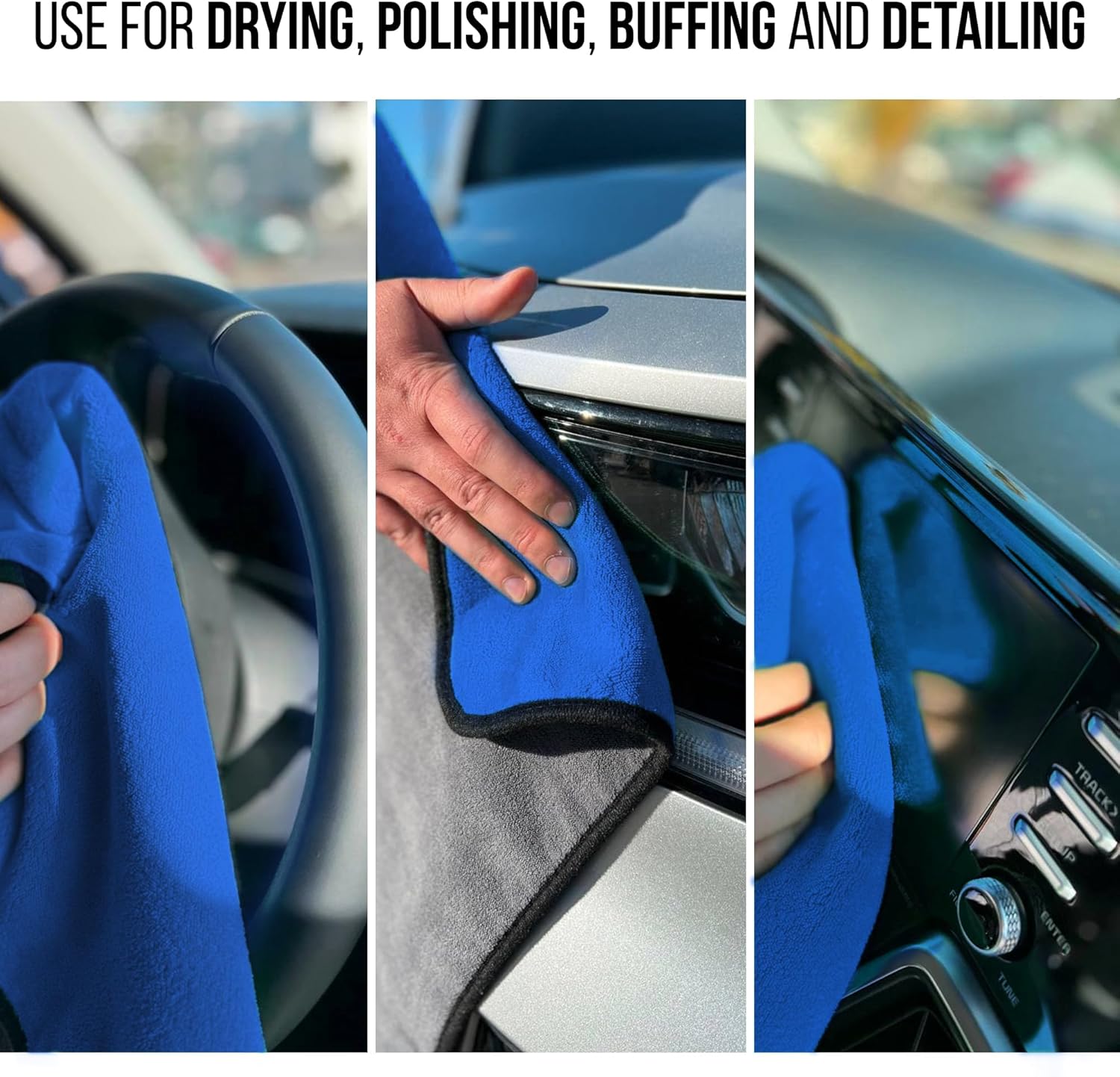 Extra Large Car Drying Towel - 800 GSM Premium Microfiber Drying Towels for Cars - Car Drying Towels Extra Large Super Absorbent, Professional XL Car Towel for Any Vehicle - 40x24, Blue