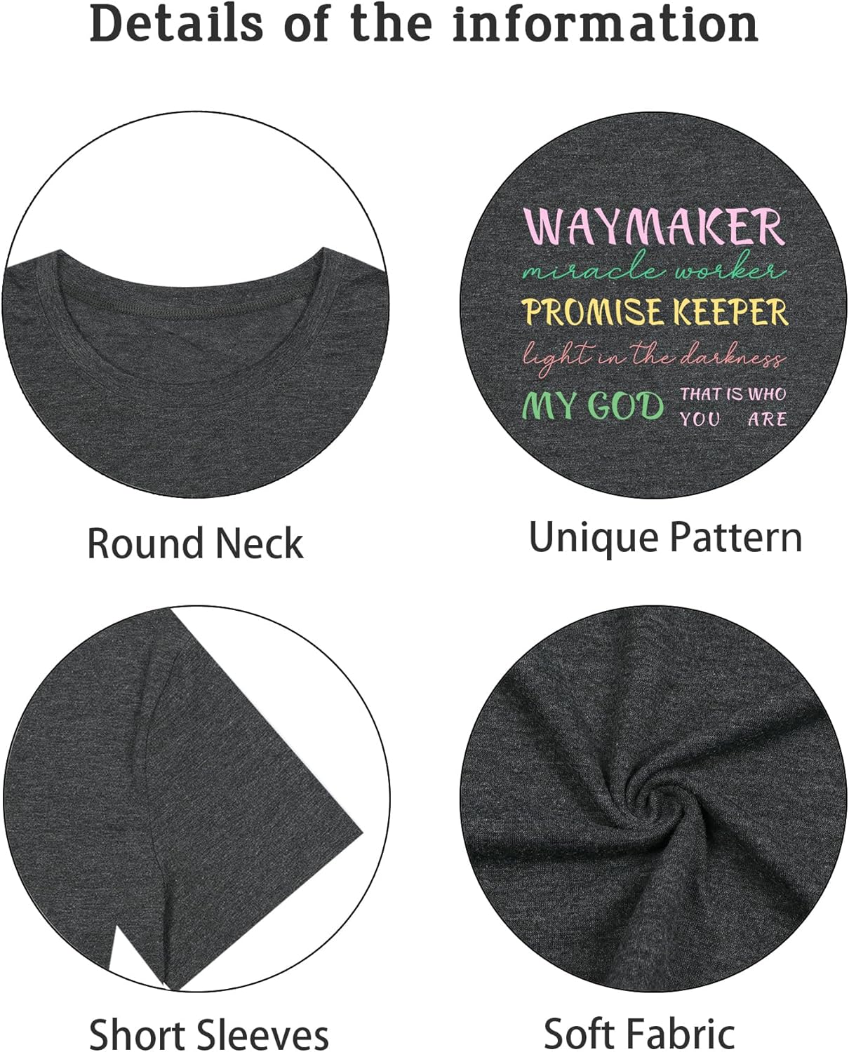 Christian Shirts for Women Religious Sayings Tshirt Jesus Tee Shirt Gift Inspirational Graphic Tee Short Sleeve Top - Image 5