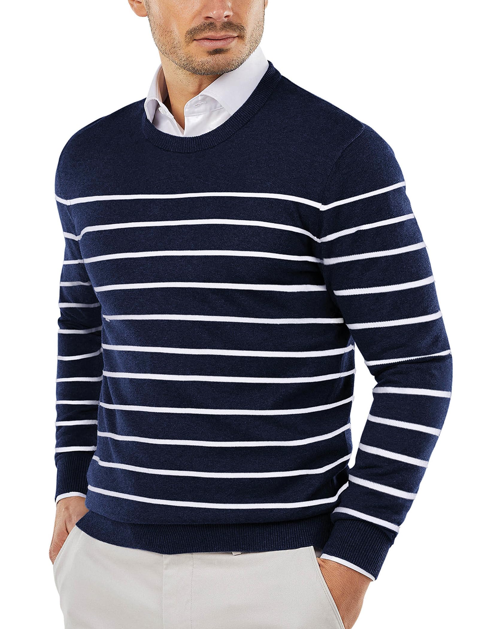 COOFANDY Herren Pullover mit Rundhalsausschnitt Strickpullover Business Feinstrick Winterpullover Männer