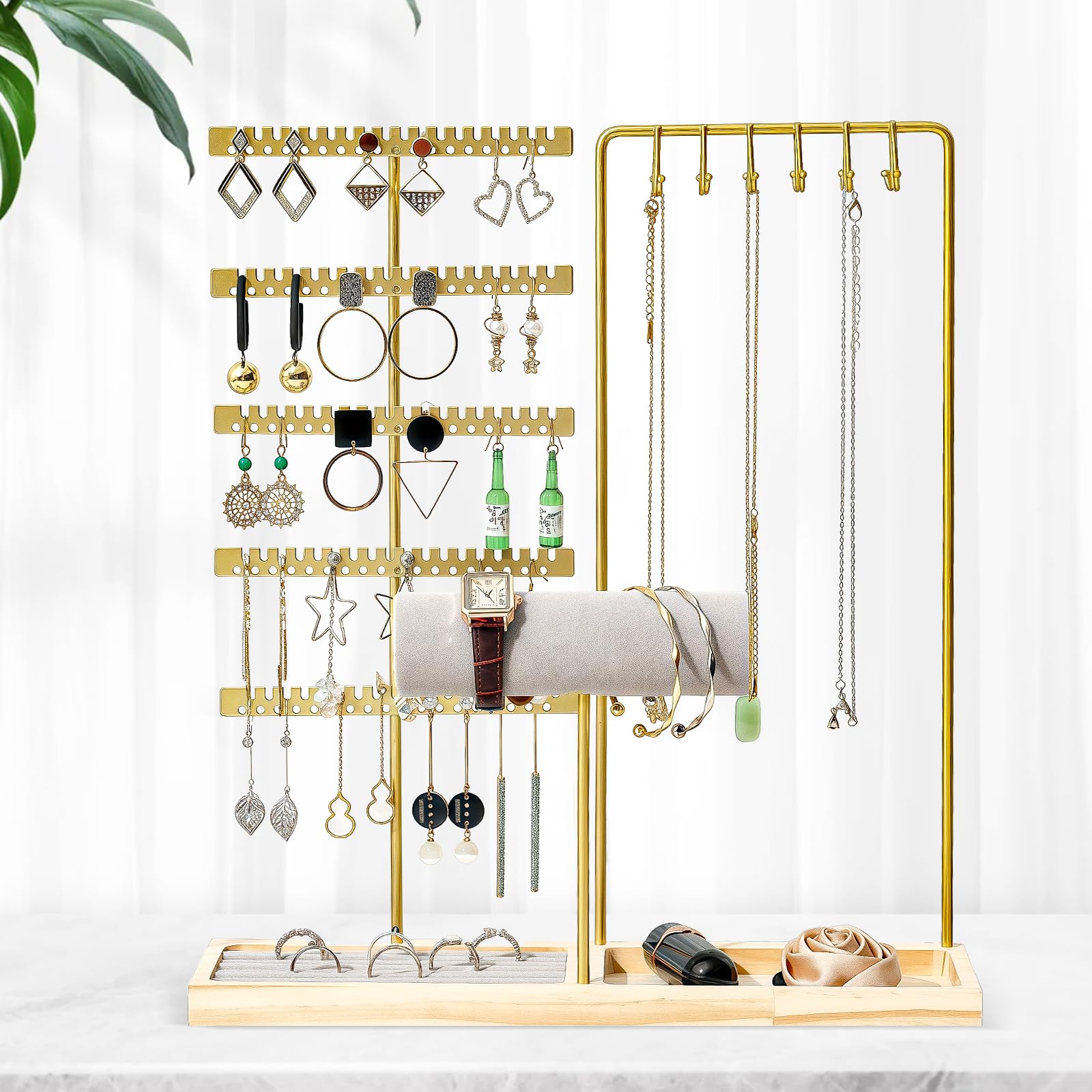 Culinavog Jewellery Organiser and Tray, Jewellery Stand, Jewellery Display Stand, Earring Bracelet Holder, Necklace Stand, Jewelry Holder Organizer for Bracelet Necklace Watches Rings