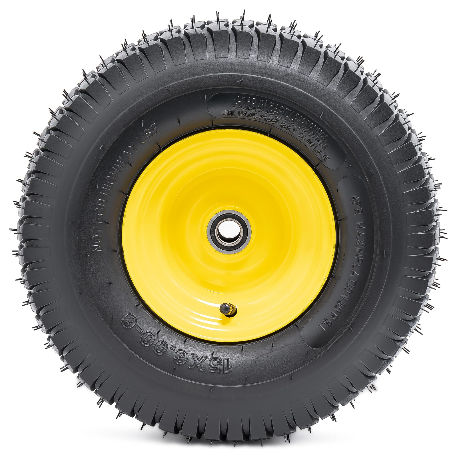 2 Stück 15x6.00-6 Reifen und Rad, Ersatz-Luftreifen 15 Zoll Rad mit 3/4 Zoll Lagern, 15x6.00-6 Luftfreireifen kompatibel mit Sackkarre, Schubkarre, Wagen, Gorilla Carts Reifen| gelb