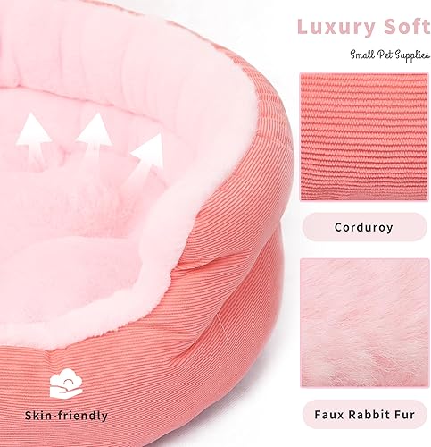 Miniatura 3 de Cama pequeña lavable para perros con lados redondos, calmante y antiansiedad, cama para cachorros de princesa rosa, de 19 pulgadas