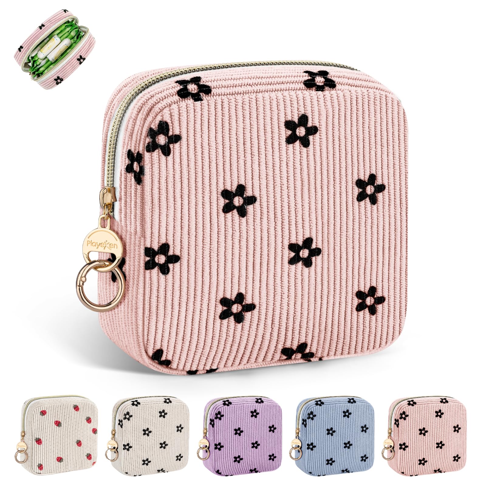 2 Piezas Neceser Compresas Pequeño Bolso de Almacenamiento Neceser para Compresas Algodon Tampones Bolsa Menstrual con Cremallera de Servilletas Sanitarias Bolsas Regalo para Adolescentes Niñas Mujer — view 14