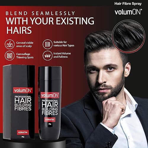 Miniatura 6 de Fibras profesionales para la construcción del cabello, corrector de pérdida de cabello, queratina, marrón oscuro, 0.99 oz, obtén hasta 30 usos