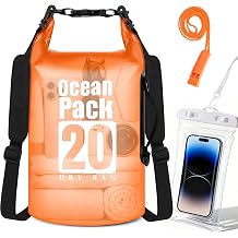 TILYMOL Dry Bag Waterproof, Roll Top Small Waterproof Backpack 20L, Floating Lightweight Bag with Water Proof Phone Pouch for Kayaking, Paddle Boarding, Boating, Fishing, Swimming