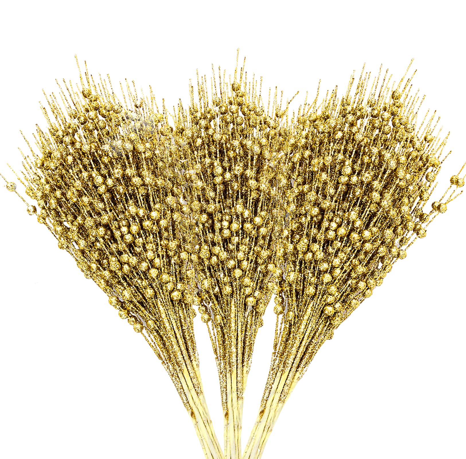 Fitnice 24 Pack Artificial Christmas Glitter Berry Stems, Christmas