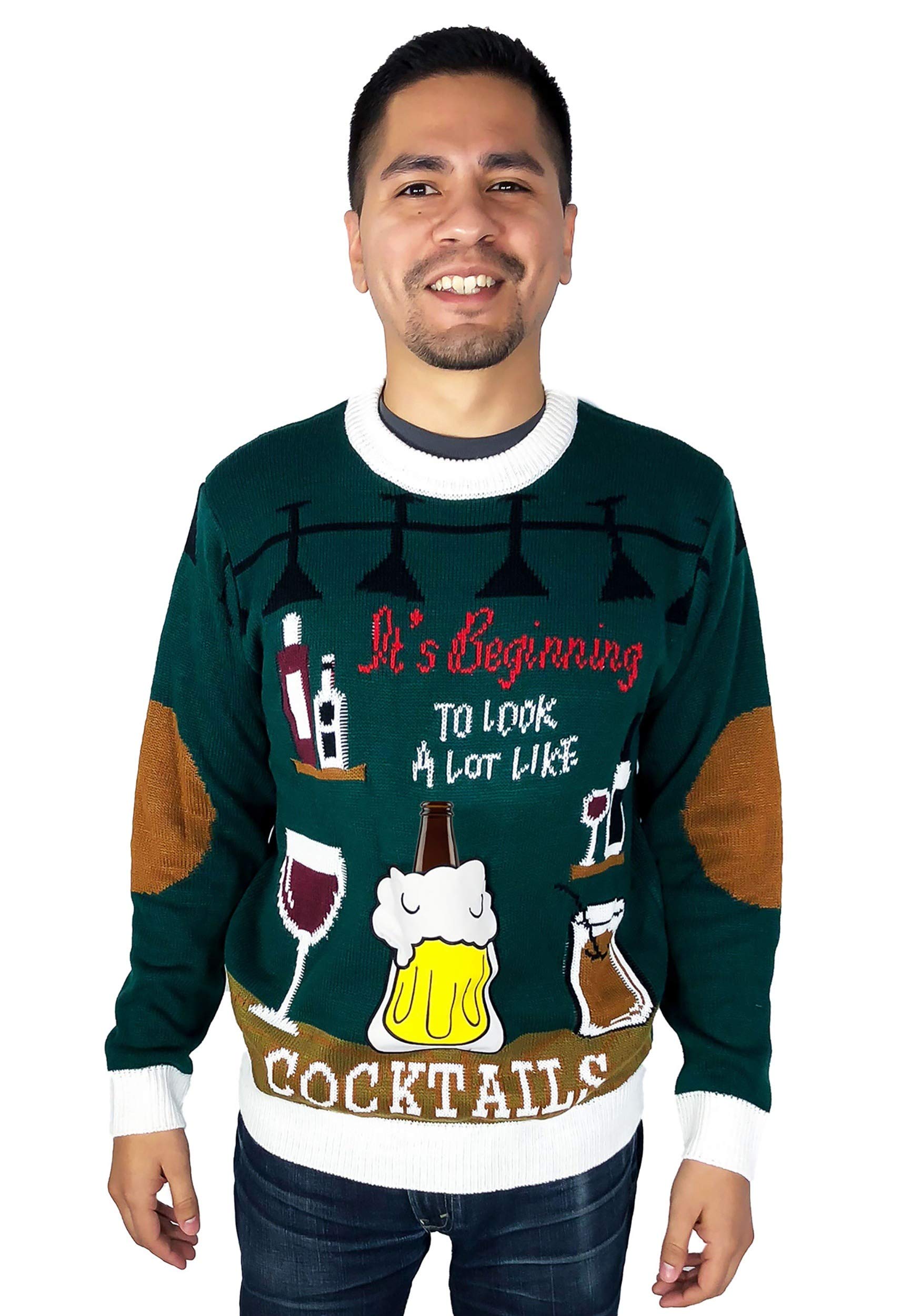 Beverage Huggie, Looks Like Cocktails Ugly Christmas Sweater