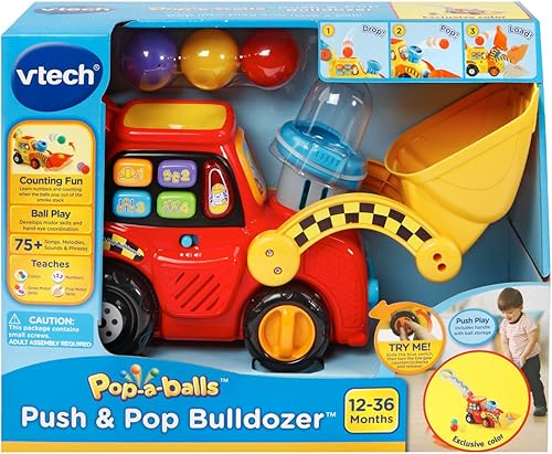 Miniatura 18 de VTech Pop-a-Balls Push & Pop Bulldozer, Amarillo