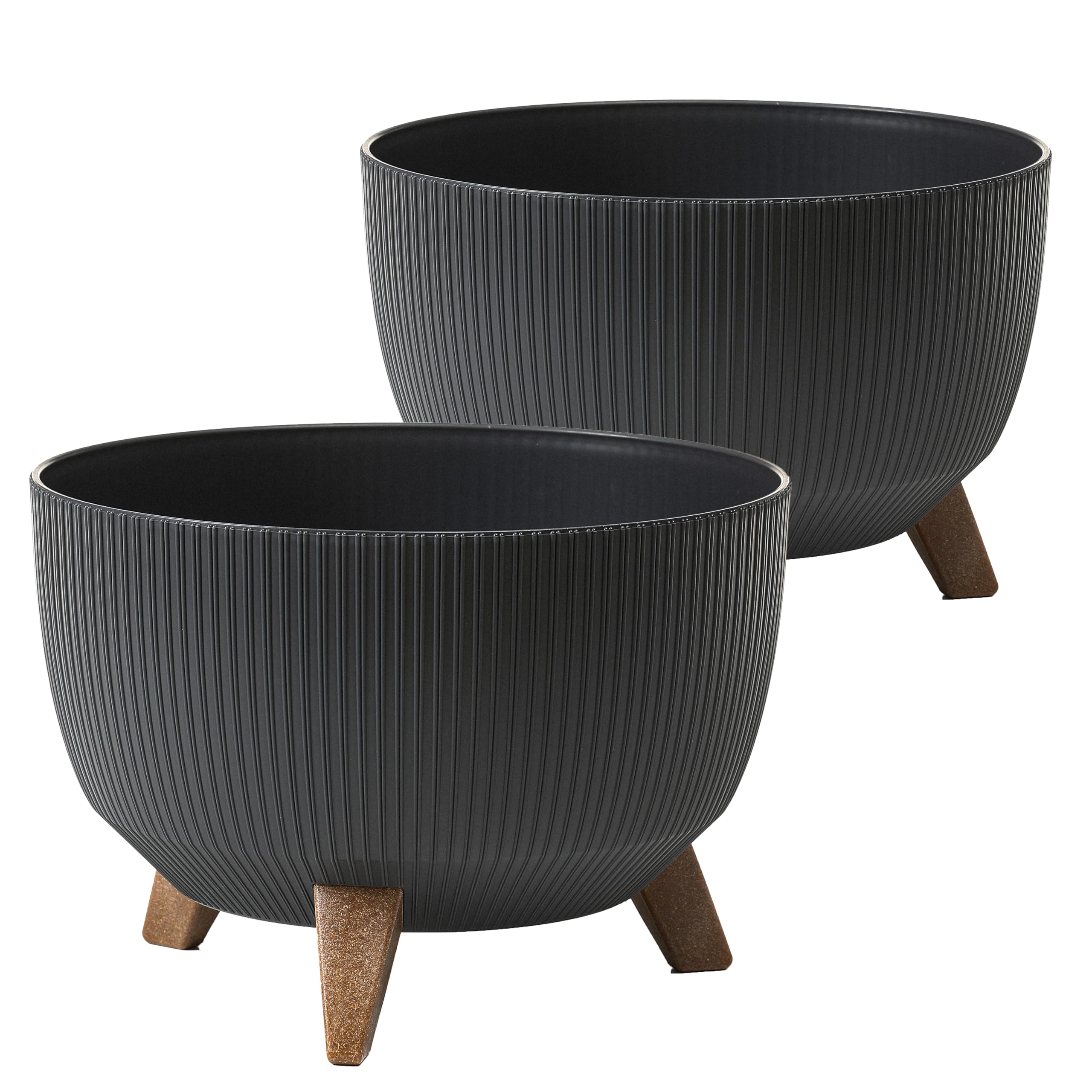 Tymar Vaso con piedini, vasi da esterno, vaso grande per fiori, fioriera, vaso da fiori, vaso per terrazzo rotondo ((2pack) Antracite; ø 47 cm)
