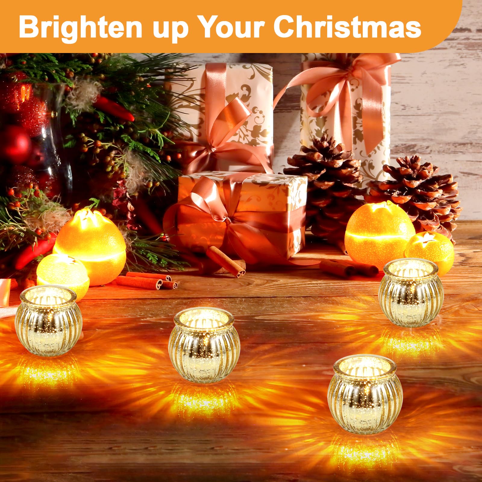 Hejo 12 Pezzi Portacandele Votivi per Candele Tea Light,Oro Vasetti Vetro Piccoli per Candele Tealight,Porta Candele per Centrotavola Matrimonio,Festa di Compleanno, Decorazione Domestica (6cm * 6cm)