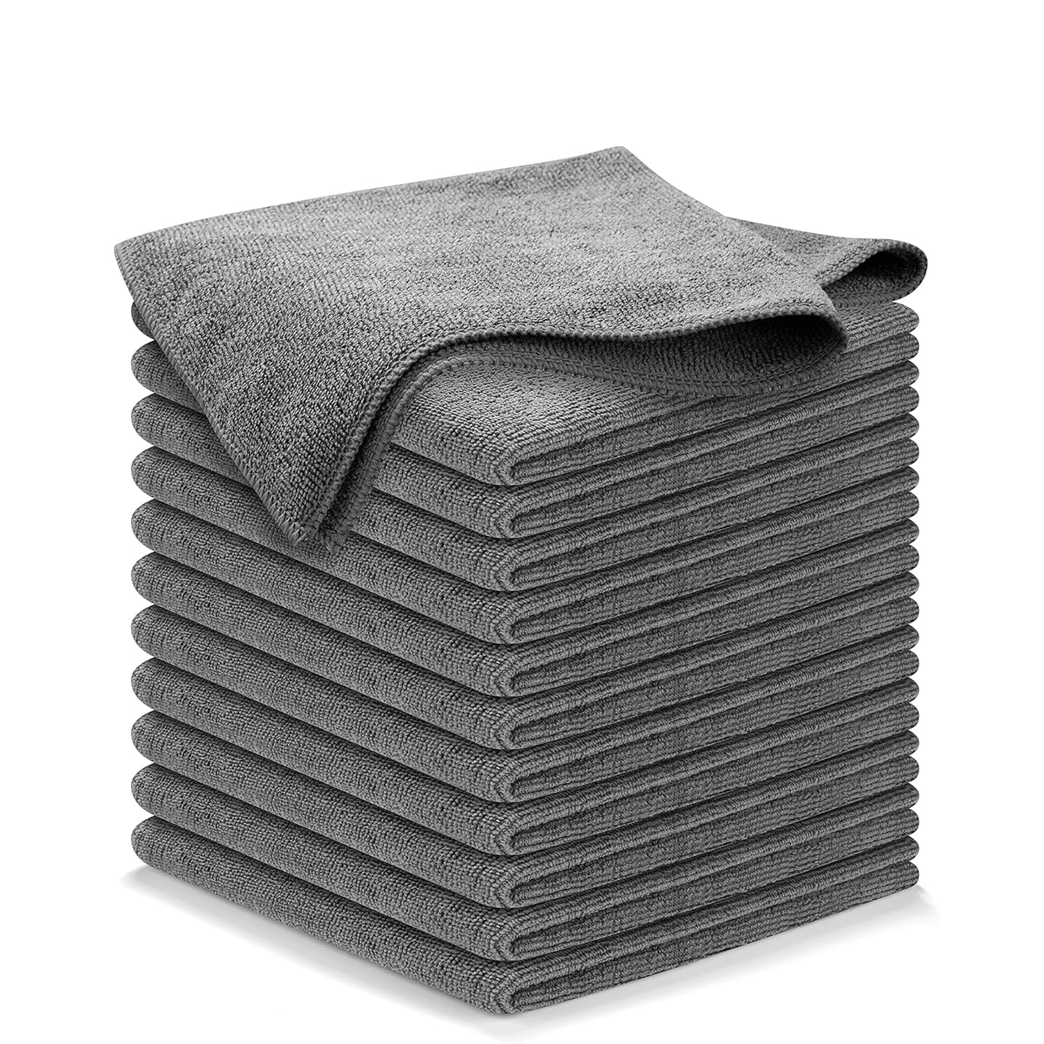 10-Pack Black Microfiber Towels for Car Cleaning Highly Absorbent Scratch-Free Polishing and Waxing Cloth for Auto Surface Interior