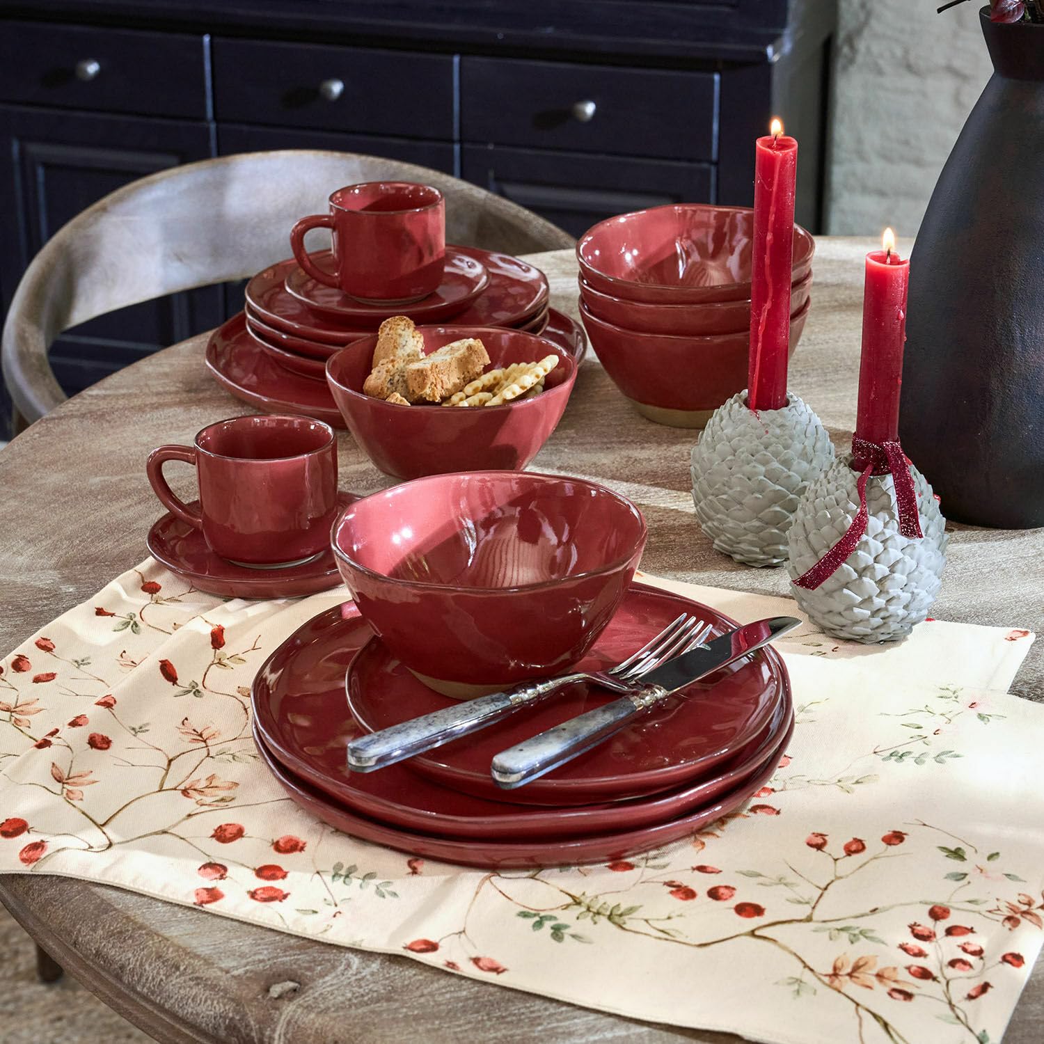 LOBERON Geschirr 30er Set Biarré, rot