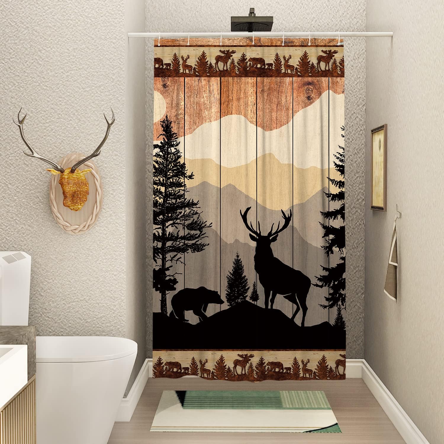 LB Wildlife Deer Shower Curtains for Bathroom Decor,Hunting
