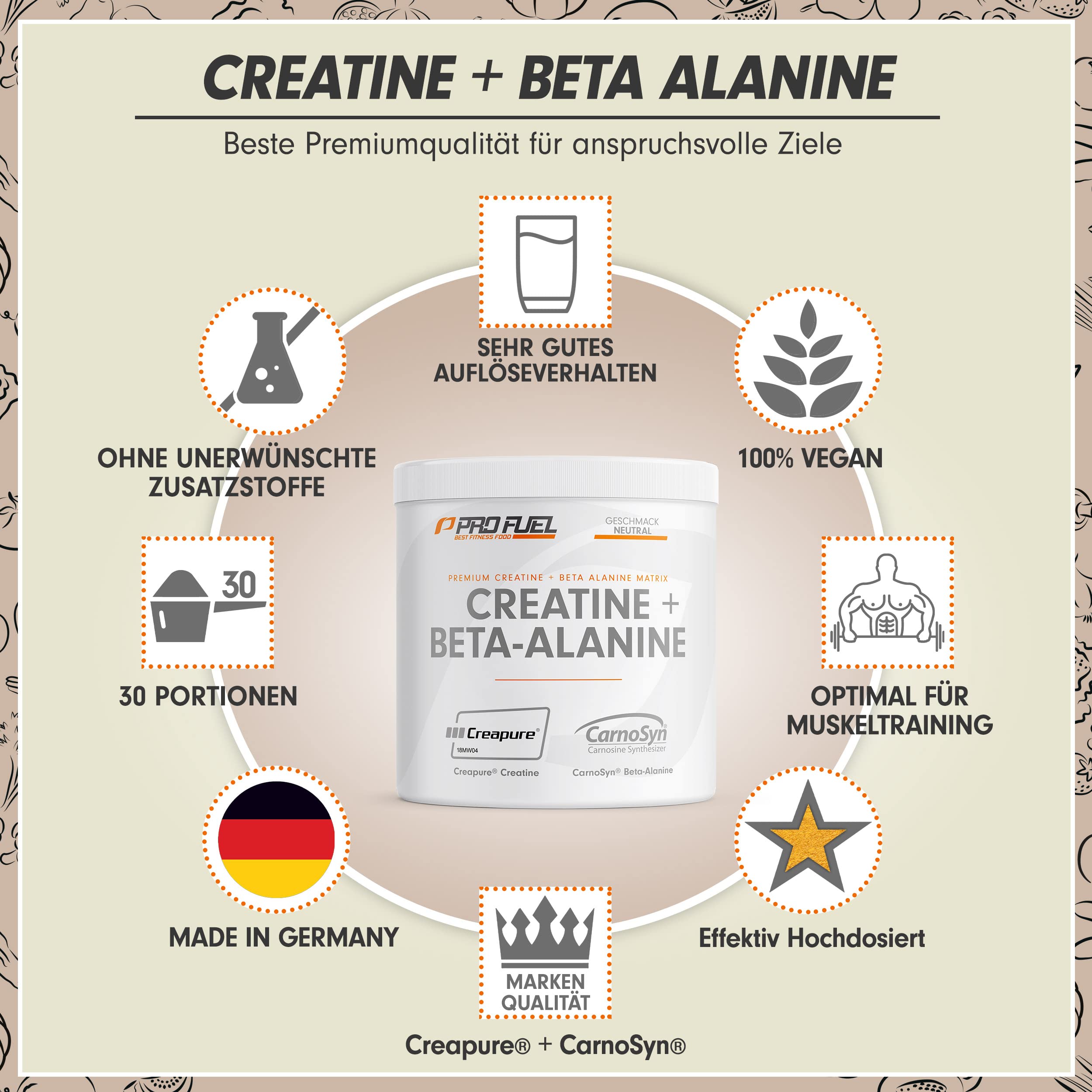 Creatin Monohydrat + Beta-Alanin 2x300g - Premium Creapure® Creatin 5g + CarnoSyn® Beta-Alanin 5g pro Portion - ultra hochdosiert für Kraftsport & Bodybuilding – Made in Germany - geschmacksneutral