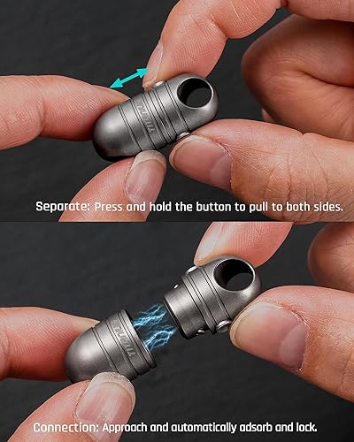 Miniatura 8 de TISUR Llavero de titanio de liberación rápida, llavero retráctil, clip de llavero desmontable, llaveros para hombres y mujeres