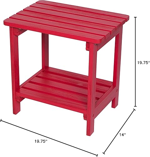 Miniatura 3 de Shine Company Providence - Mesa auxiliar rectangular de madera maciza, mesa de patio Adirondack para exteriores, color rojo chile