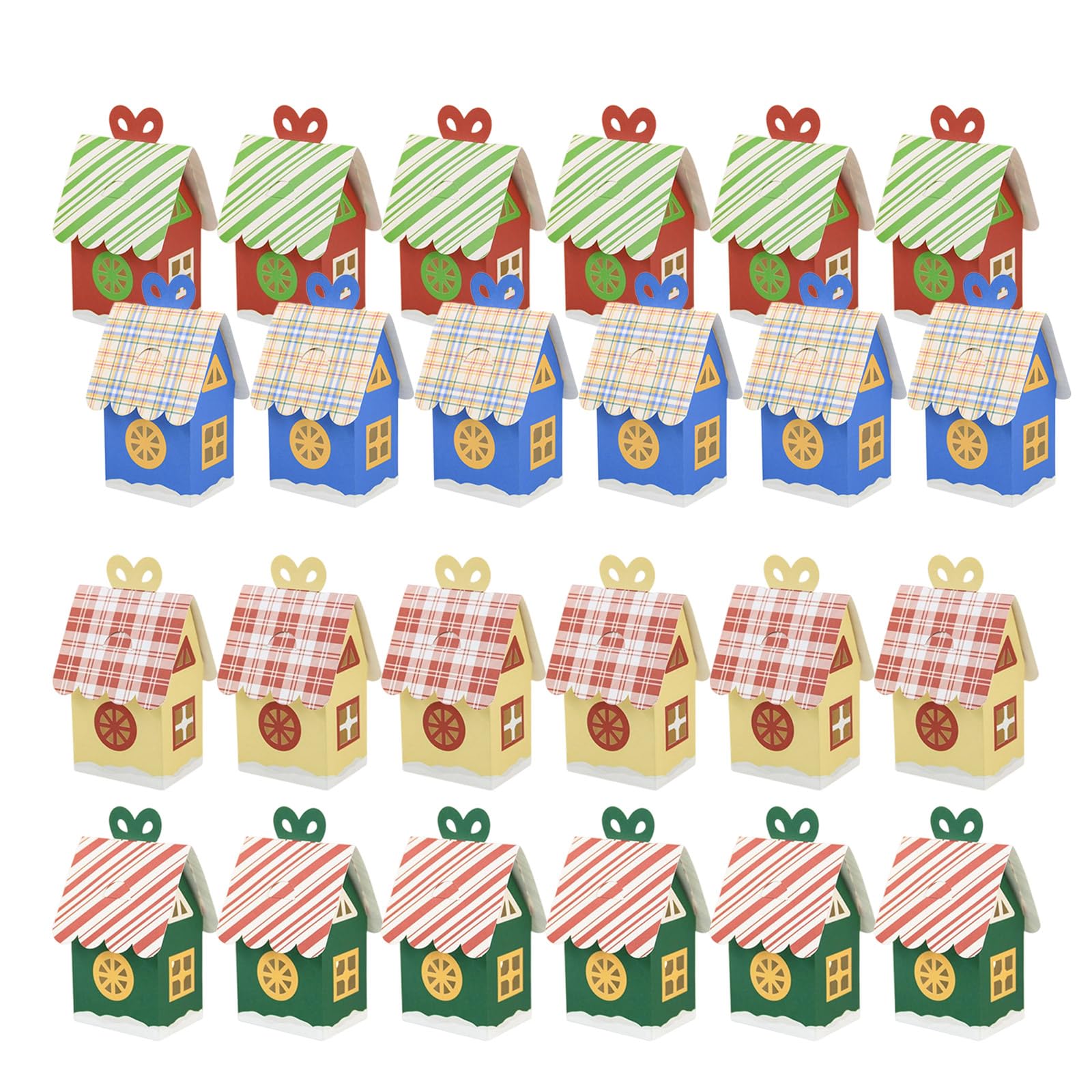Yhplxyuus 24Pcs Festival Holiday Candy Packaging Boxes Paper House Gift Containers for Christmas Decorations Paper Gift Wrapping