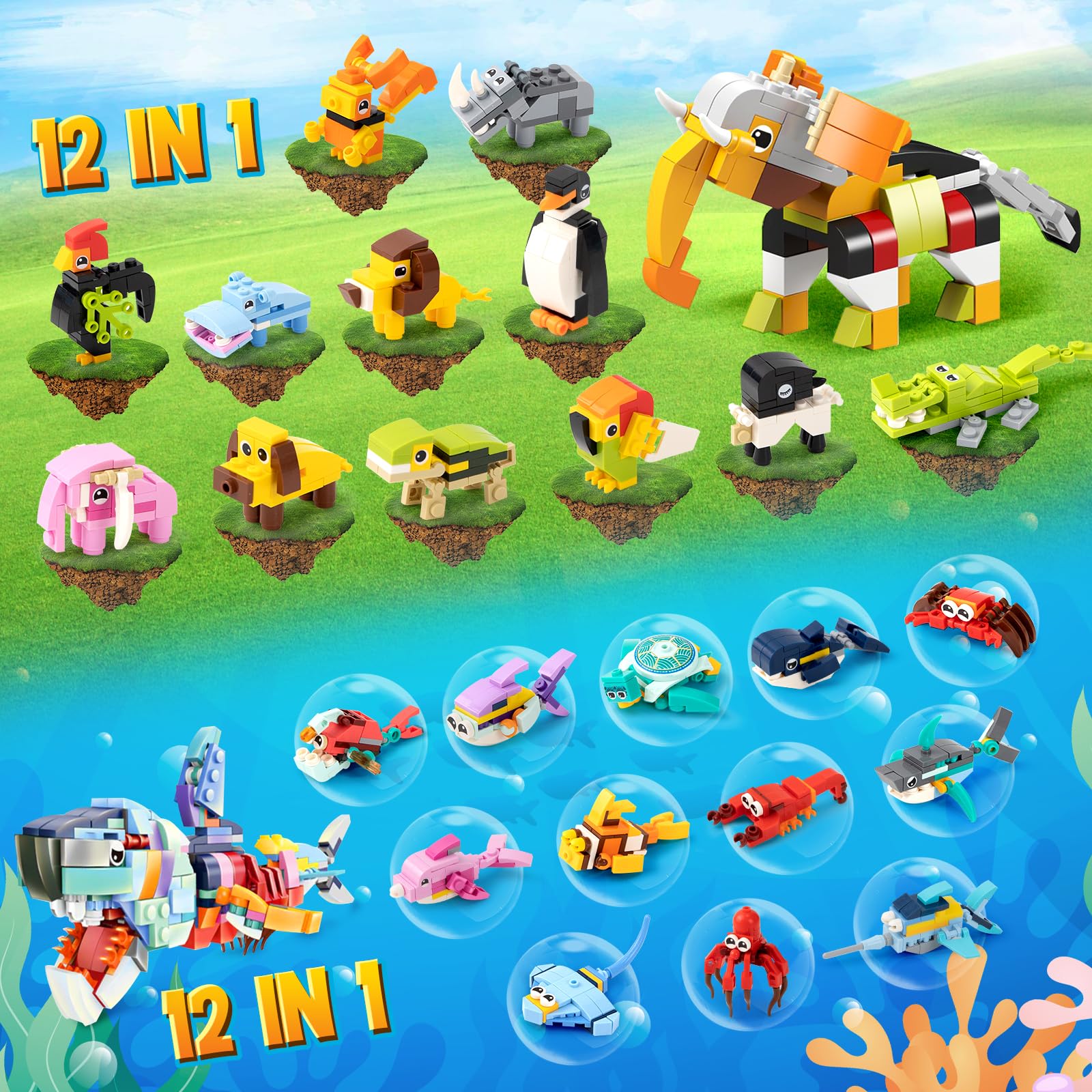 Aukful 2023 Christmas Advent Calendar 24 Pack Block Toys for Kids