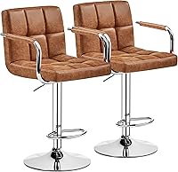 Vista 26 de Yaheetech - 4 taburetes de bar ajustables, taburetes de bar, taburetes de altura de mostrador, sillas de comedor giratorias hidráulicas de piel Negro