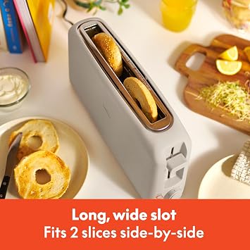 bella Fits-AnywhereTM 2-Slice Slim Toaster, Long Slot & Extra Wide, Oatmilk