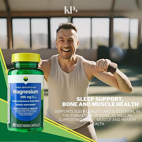Miniatura 6 de KP+ Magnesio 200 mg  Apoyo para dormir  Salud ósea y muscular  60 cápsulas vegetarianas  Paquete de 3