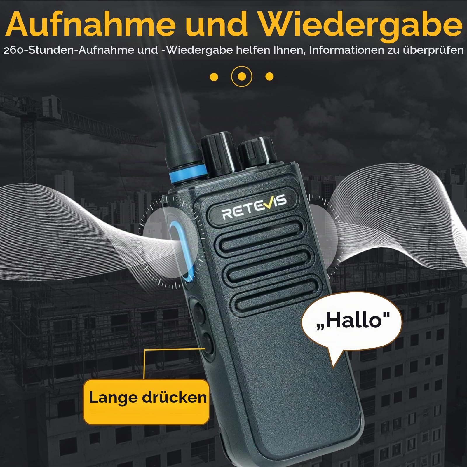 Retevis P1 DMR Profi Funkgerät, Digital Walkie Talkie Große Reichweite | Profi Digitalfunkgerät mit Relais & Aufnahme, Kompatibel mit MOTOTRBO AES-Verschlüsselung, für Herstellung, Schwarz, 2 Stück