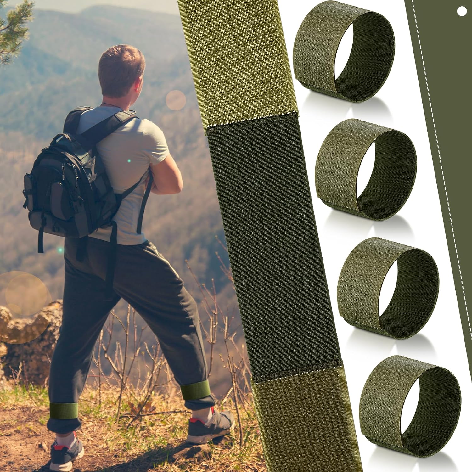 4 Pcs Blousing Straps Military Boot Blousers Military Bands Cowboy Boot Bands Accessories Gardening Biking Ankle Straps for Wader Fishing Hunting Biking Army Navy, 2x13inch