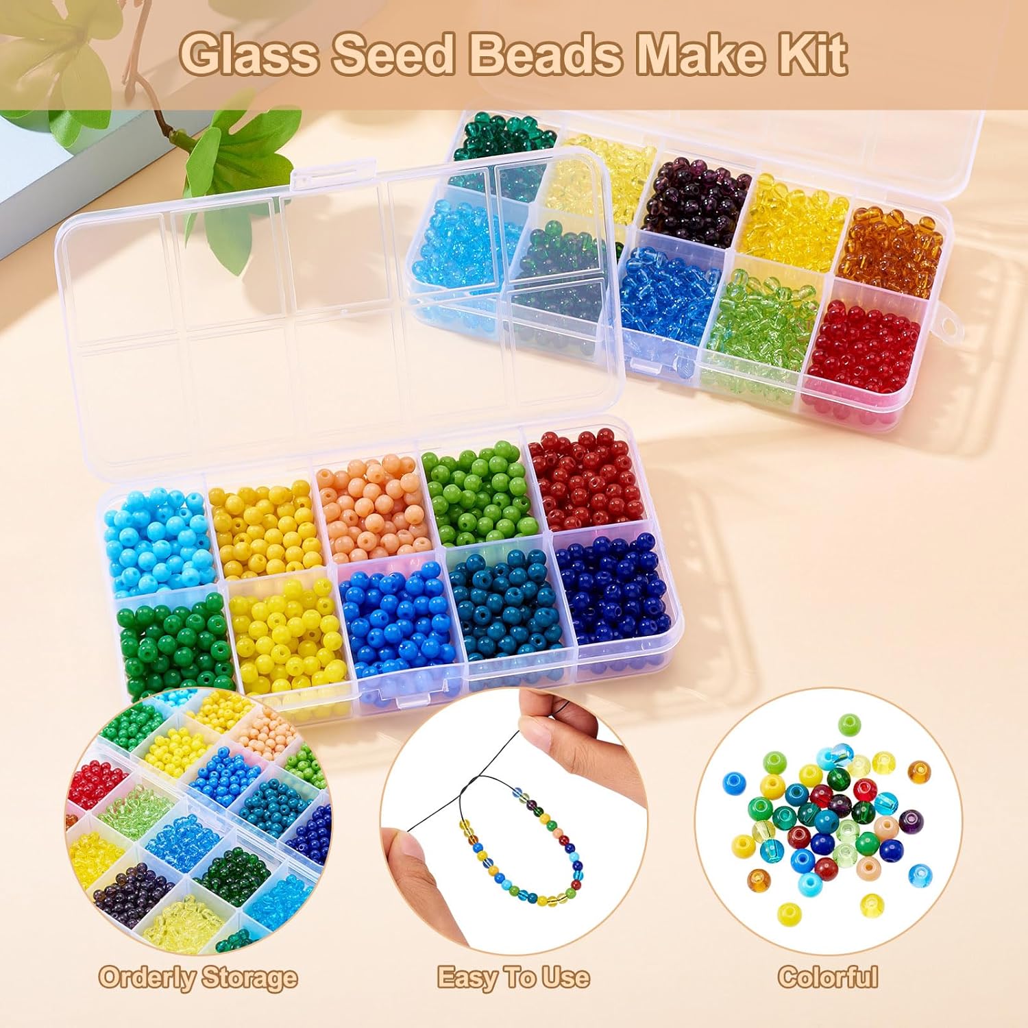 Bestewelry 1990Pcs 20 Styles 4mm Glass Seed Beads Set for Bracelet Making Kit 20 Colors Transparent Opaque Small Craft Beads for DIY Necklace Earring Crafts Jewelry Making Supplies - Image 5