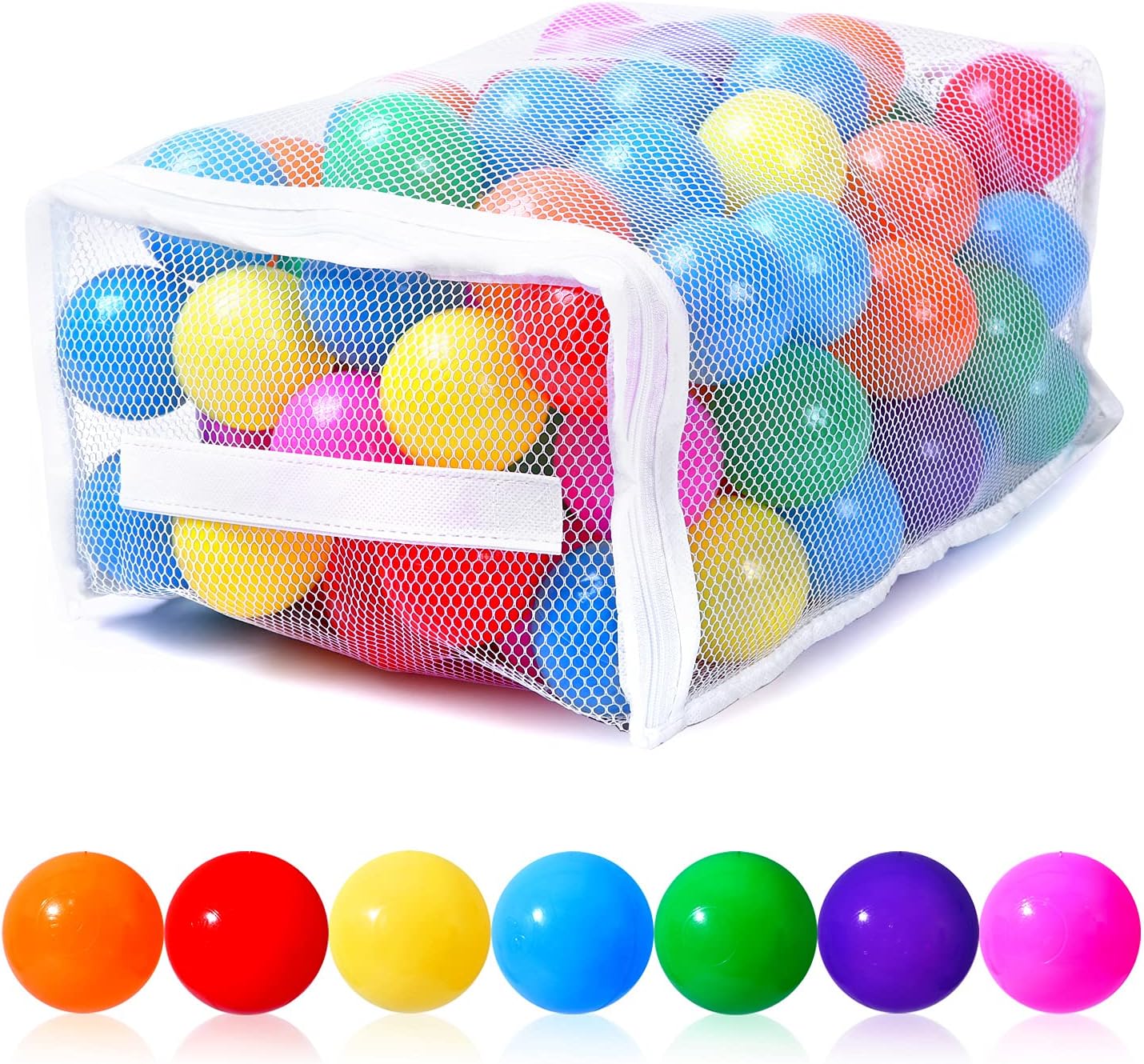 PlayMaty Colorful Pit Balls 2.1-inch Plastic Ocean Ball Crush Proof Stress Balls for Kids Pool Ball Playhouse Pit Accessories