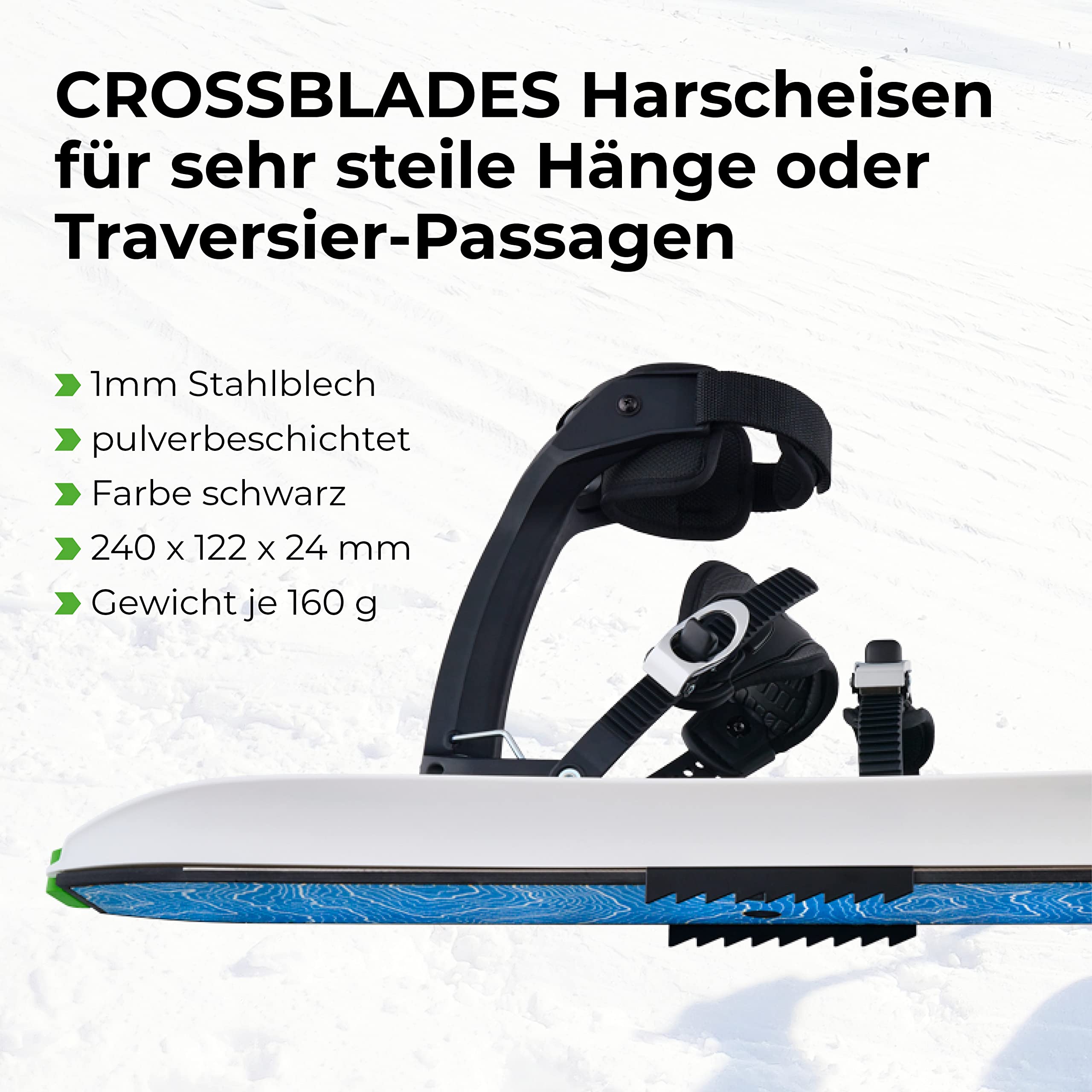 Harscheisen Schneeschuhe Schwarz I 3in1 Schneeschuh zum Steigen, Fahren & Gleiten I Weltneuheit - Schneeschuhe zum Skifahren I Gleitschuhe