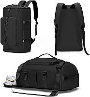 MIYCOO Gym Bag for Men & Women: Shoe Compartment Duffel, Travel Backpack, Weekender with Wet Pocket - Durable Canvas, Black